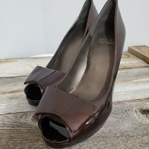 Stuart weitzman patent leather heels size 8 Brown Bows